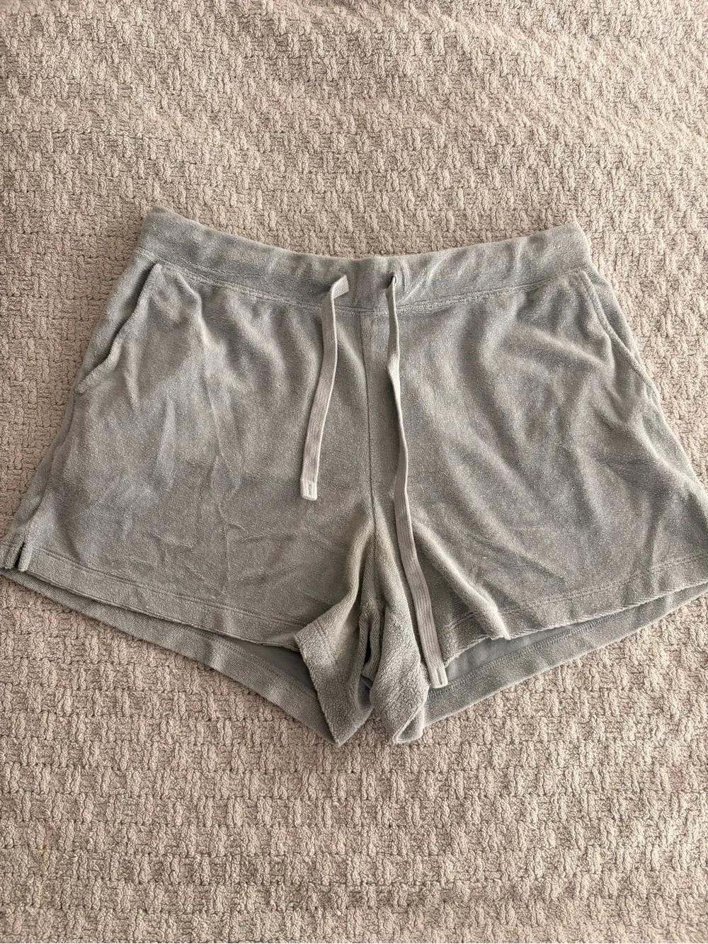Uniqlo Light Gray Terry Drawstring Women's Athletic Shorts